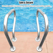 MSHOSAC Pool Handrail,Stainless Steel Pool Handrail 2-Pack, 3-Bend Railing with Base Plate for Indoor/Outdoor Inground Pools, Easy Install Swimming Pool Safety Handrails