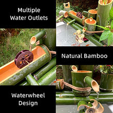 GenSDH Bamboo Fountain with Water Wheel, Water Fountain Garden Decor, Multiple Water Flow Direction Water Circulation System, for Pond Rockery Stone Trough, 90Cm,100cm