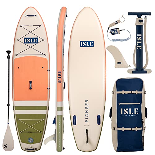 ISLE Surf and SUP Pioneer Inflatable Stand Up Paddle Board Peach/Moss
