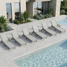 Outdoor HDPE Chaise Lounge Chairs Set of 6, Textilene Pool Loungers