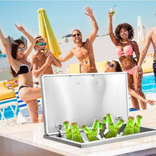 Drop in Ice Chest,28''L x 18''W x 17''H Stainless Steel Cooler with Hinged Cover,Ice Bin,Drain Pipe & Plug - Outdoor Kitchen, Bar, Party for Beer, Wine, Beverages