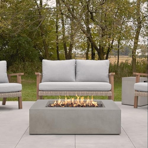 BBQGuys Signature La Valle 42-Inch Square Propane Fire Table - Flint - 1592LP-FLNT