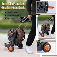 VIXARKO Outdoor Portable Hose Cart,Water Hose Cart with Wheels Movable Garden Hose Reels with Wheels Household Car Washing Artifact Storage Rack Hose Reels (Color : Black, Size : Hose Reel+50m Pipe)