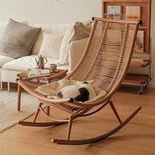 UWYTGF Rattan Weaving Rocking Chair High Back Padded Seat, Outdoor Rocking Chair,Comfortable Relax Rocking Chair,Patio Garden Breathable Rocking Chair