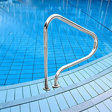 Pool Handrails Stainless Steel Pool Hand Rail, 3-Bend Swimming Pool Safety Handrails for Inground Pool Entry, Easy Mount Hand Grab Rail with Base