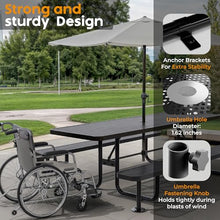 OUTTANS Commercial Metal Picnic Table (Black, 8' Rectangular, Punched)