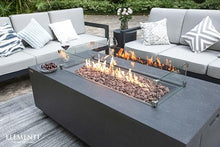 Elementi Andes Propane Gas Fire Pit Table Bundle - Cast Concrete with Concealed Pullout Tank Storage Drawer | Electronic Ignition | Canvas Cover, Lava Rock Included | Dark Gray