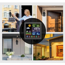 HBJWOV Multifunctional Touch Screen Key Weather Clock Color Indoor and Outdoor Hygrograph(Black)