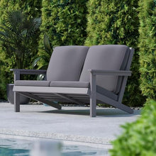 Flash Furniture Charlestown Adirondack Loveseat with Cushions Gray