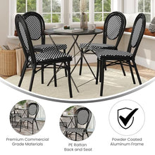 Flash Furniture PE Rattan Indoor/Outdoor Stack Chair, Black/White, 4-Pack
