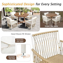 roomfitters 5-Piece Outdoor Patio Dining Set with Extendable Round Table and 4 Rattan Armchairs, Natural