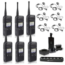 Motorola Solutions DTR700 Digital 2-Way Radio with Multi-Unit Charger & 6 PTT Earpieces Black