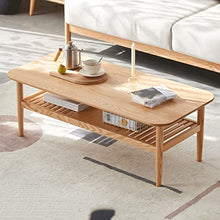HASMI Living Room Table Two-Tier Coffee Table, Wood Coffee Table with Storage 40" Coffee Table, Wood Living Room Table with Shelves, Wood Outdoor Side Table (Color : B)