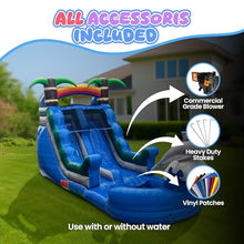Dolphin Inflatable Water Slide for Kids and Adults with Splash Pool and Sprinkler, Commercial Grade Backyard Water Park with Safety Net and No-Jump Top, 25ft x 9ft x 14ft – with Blower