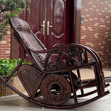 Chinese Rattan Rocking, Porch Rocking Chairs, Wide Armrests Anti Tip Design for Garden Porch Balcony Leisure Use(Yellow,118 * 100 * 64cm)