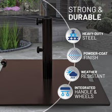 OROTLECT US Weight 75 lb. Free Standing Flat Steel Outdoor Patio Umbrella Base with Wheels in Brown