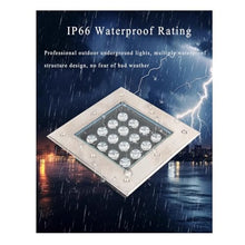 tyfuture 4 Pack Square Underground Light LED Landscape Light IP66 Waterproof AC85-265V Recessed Ground Light for Outdoor Path Walkway Deck Buried Lights(White,36W)