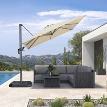 OROTLECT 8' Square Beige Cantilever Umbrella with base