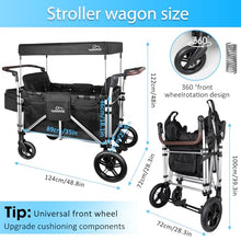 Badovinci Folding Stroller Wagon for 4 Kids with 5-Point Harness and Adjustable Canopy Black