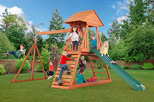 CREATIVE CEDAR DESIGNS Cedar Chalet Wooden Backyard Playset with Swings & Slide