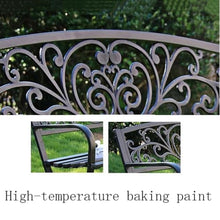 GRFIT Outdoor Bench Outdoor Bench for Park, Long Iron Double Chair with Openwork Back, for Home, Balcony, Patio, Armchair Black Garden Bench