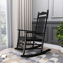 ALIKKA Garden Rocking Chair, Wood High Back Nursing Armchair Seat, Traditional Relax Rocker Deck Chairs for Living Room, Bedroom, Patio and Terrace,Black