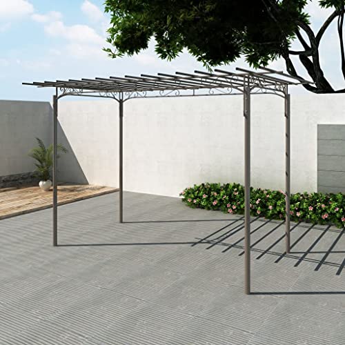 Brown Steel Garden Arch with Decorative Inlays Large Traditional Design for Climbing Plants and Outdoor Spaces