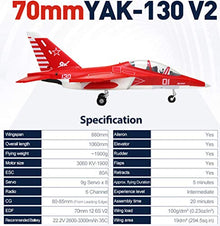 Fms RC Plane Yak-130 V2 EDF Jet 6S PNP Red