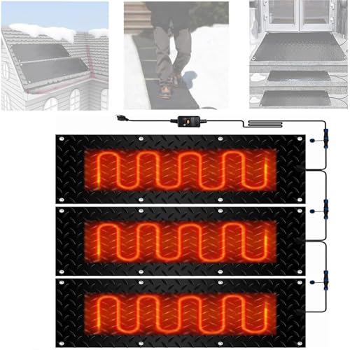 XYWGBMS Snow Melting mats Outdoor Stairs, Snow Melting mats Outdoor, Slip-Proof Ice Melting Mats, Heated Walkway Pad, for Winter Outdoor Snow Removal,3 Pcs-40x200cm/15.7x79in