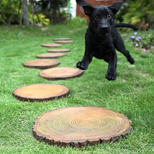 Round Decorative Wood Effect Garden Stepping Stone, Outside Log Texture Paving Stones Kits, Rustic Dimensional Foot Stone for Walkway Garden Pathway, Lawn Yard Home(7PCS)