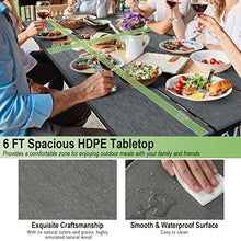 Tangkula 6 Ft HDPE Picnic Table, Plastic Picnic Table with 2 Benches, Umbrella Hole, Heavy-Duty Metal Frame, 8 Adjustable Foot Pads, 6-8 Person Outside Table Bench Set, 2550 lbs Capacity