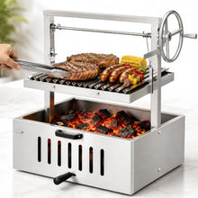 Santa Maria Charcoal Grill, Argentine Style BBQ with Adjustable Height V Grate, Hand Crank and Stainless Steel Construction for Patio and Backyard