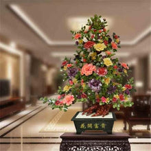 YXIANG56Q Fake Plants Artificial Bonsai Tree - Indoor Plant Decoration, Jade Carving of Peony Flowers for Home Desk Bonsai Tree
