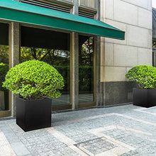 GZGNEEVL Galvanized Steel Planter Box 28 in Black Square Planters