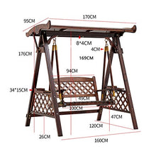 HAOKAZLBR Large Outdoor Porch Swing Garden Patio Swing Chair 3 Person Outdoor Patio Swing Chair, Wooden Porch Glider Swing Chair Outdoor Swing Chair Bench Suitable for Poolside, Balcony