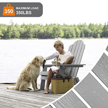 MXIMU Folding Adirondack Chair Set of 4 Plastic Outdoor Chairs Grey