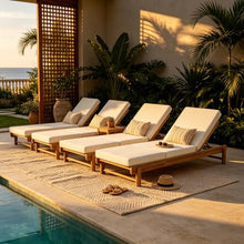 Patio Acacia Wood Chaise Lounge Set of 4, Outdoor Folding Chair Recliner