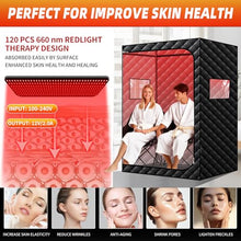 amocane Portable Infrared Sauna with 660nm Red Light, 2 Person Hot Air Sauna Personal Dry Sauna, Full Bady Home Spa, 165℉ Temperature, 2 Large Chairs, 99 Mins Timer