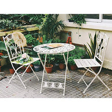 JIQHOHX Bistro Sets for 2 for Garden Folding Patio Yard Dining Furniture Folding |Rust Proof WeatherproofGarden Backyard Balcony Pub Table (White)