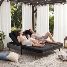 NICESOUL Double Chaise Lounge Outdoor, 51.2" Wide 2-Person Daybed with Independent Recline, Loveseat with 4" Thick Cushions, Heavy Duty All-Weather Wicker Sunbed for Patio Poolside Garden