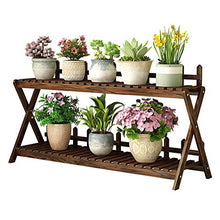 KYTGFH Flower Stand,2 Layer Rack Double Crossover Design Waterproof Sturdy and Stable Living Room Balcony Floor-Standing Fleshy Flower Pot Solid Wood,Brown,6 Sizes,Brown,60cmX30cmX64cm