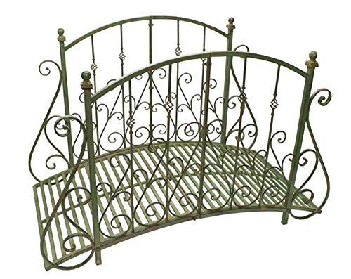 SERENDIPPITY Garden Bridge 37.5" Tall Iron Rustic Green Finish