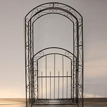 Metal Garden Arch Arbor Garden Arch with Door, 84.6" High x 45.3" Wide Stereoscopic Metal Garden Arbor, Wrought Iron Ornamental Outdoor Estate Entryway, Weddings Quinceaneras Party Decoration 215x115
