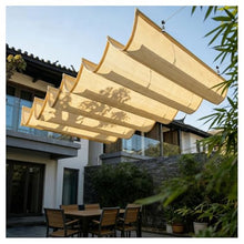 Retractable Wave Sun Shade Sail Pergola Shade Cover Waterproof Outdoor Garden Awning UV Block Sunshade Cloth Canopy with Rope for Yard Deck Lawn Garden Patio Carport(W2.4*L13m/W7.87*L42.65ft)