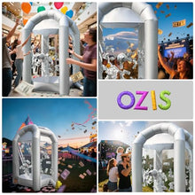 OZIS 8.2x5.2x5.2Ft Inflatable Money Machine Booth with Blower Inflatable Cash Cube Booth for Business Party(Silver)