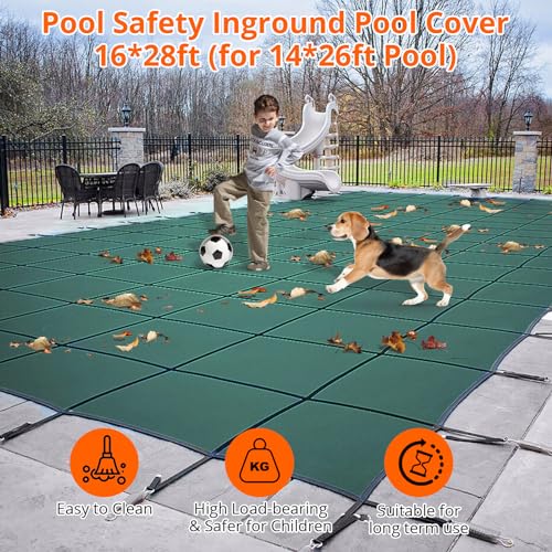 GARVEE Pool Safety Cover Green Mesh Fits 18x36ft Inground Pool