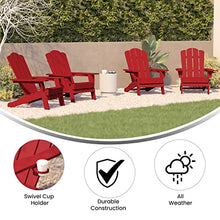 Merrick Lane Nassau Adirondack Chairs Set of 4 Weather Resistant Poly Resin Red