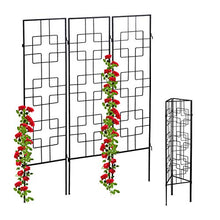 Relaxdays Metal Trellis, Set of 3, for Pluging, Trellis for Climbing Plants, 122 x 30.5 cm, Trellis Garden, Black