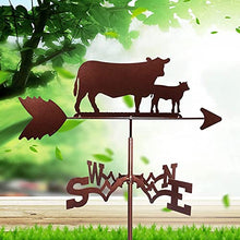 Metal Weathervane Large Cow and Calf Outdoor Roof Stainless Steel Weathervane Display Garden Yard Decoration Wind Direction Farm Scene Home Outdoor Craft Ornaments