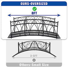 Kinpaw 8FT Extra Large Garden Bridge with High Guardrails Black